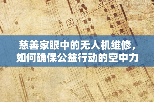 慈善家眼中的无人机维修，如何确保公益行动的空中力量稳健前行？
