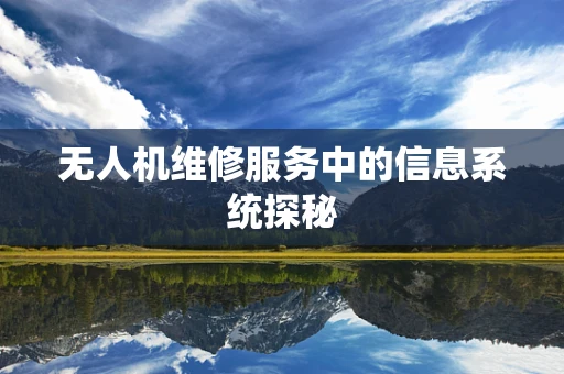 无人机维修服务中的信息系统探秘