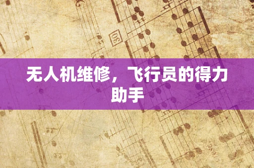 无人机维修，飞行员的得力助手