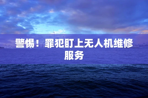 警惕！罪犯盯上无人机维修服务