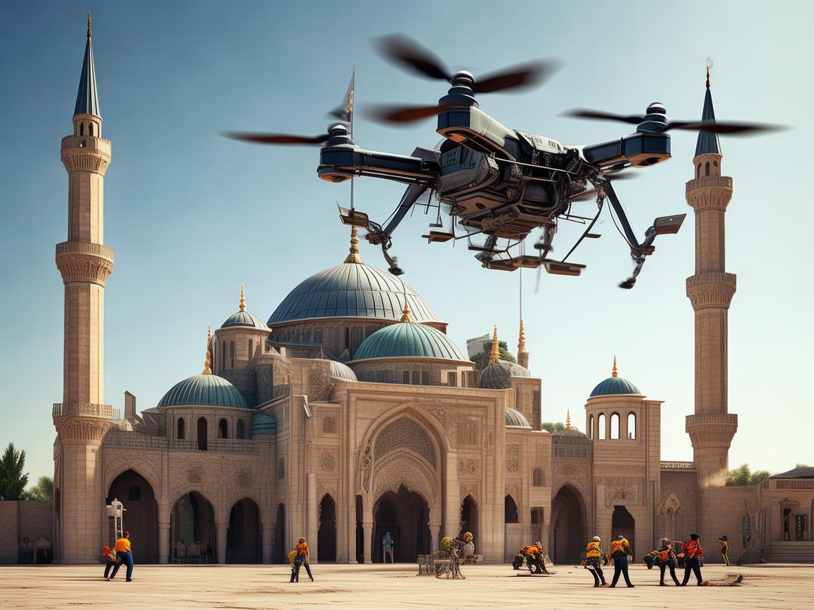 无人机助力清真寺维修服务