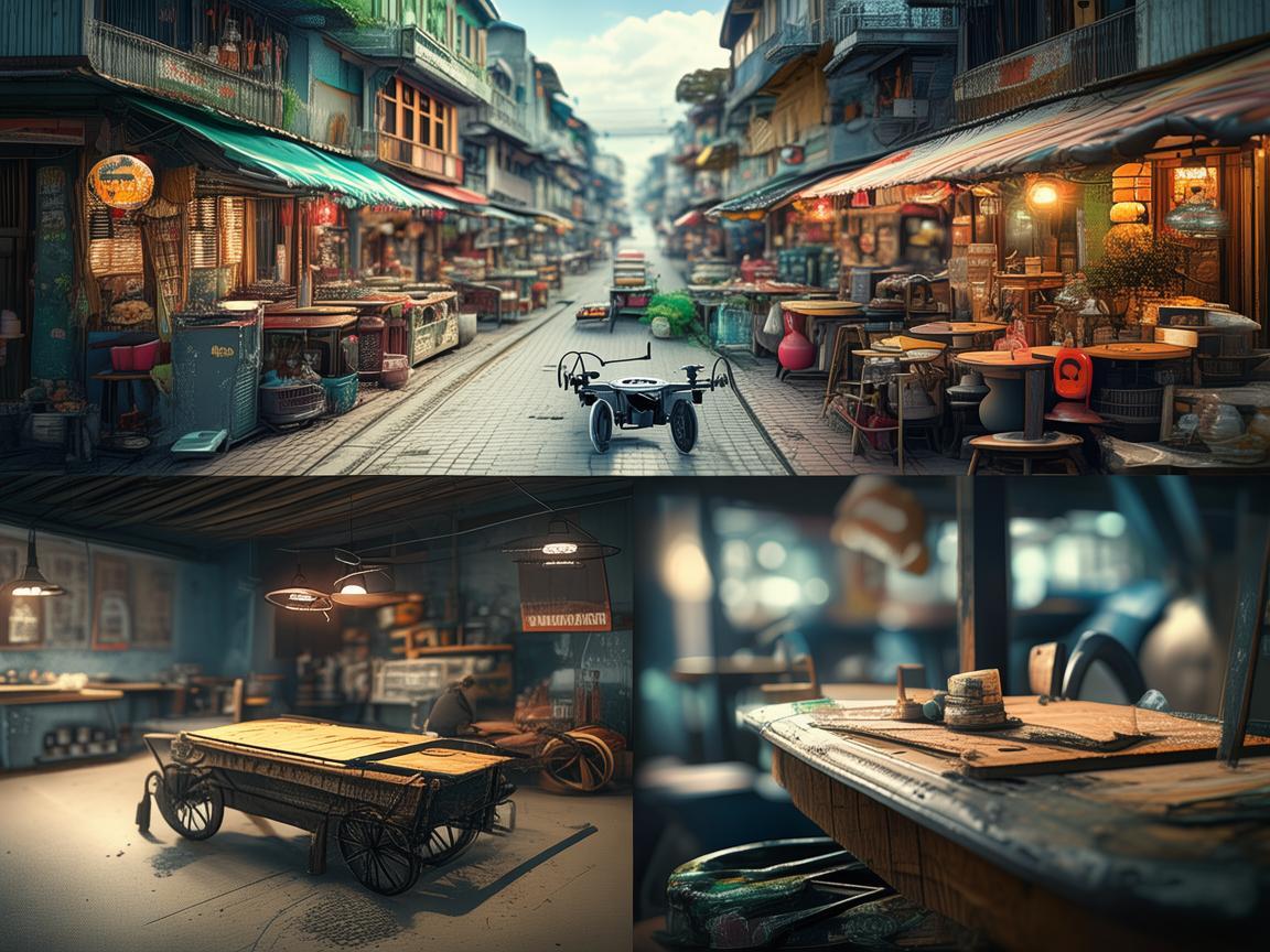 无人机助力美食街小吃车维修服务